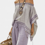 Sorina - pantaloni fără umeri și cu picioare largi