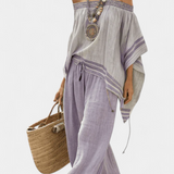 Sorina - pantaloni fără umeri și cu picioare largi