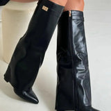 Alina - Botine Înalte cu Toc Elegant