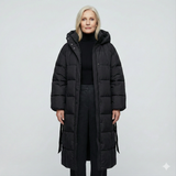 Camelia - Palton Pufos cu Curea Lungă