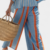 Felicia – top și pantaloni eleganți cu dungi terracotta