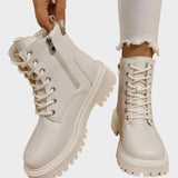 ChicPlush - Botine din Fleece cu Șireturi