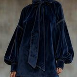 Simona | Rochie mini din catifea cu fundiță