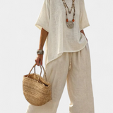 Doina – bluză confortabilă de bază și pantaloni cu picior larg