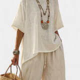 Doina – bluză confortabilă de bază și pantaloni cu picior larg