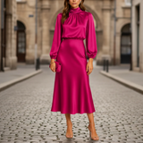 Rochie Midi Femei cu Mâneci Lungi